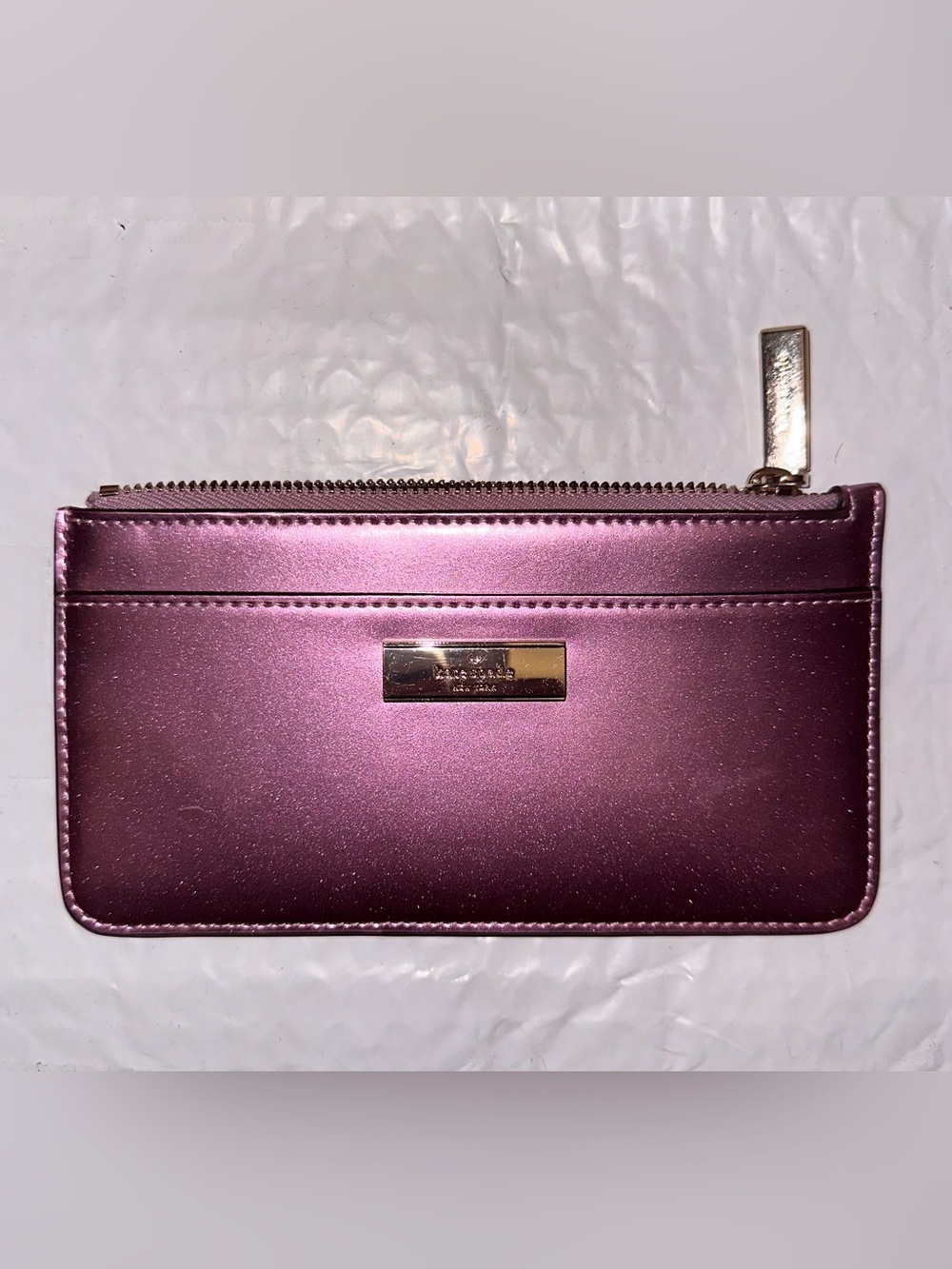 Kate Spade Metallic Rose Pink Zip Wristlet Wallet
